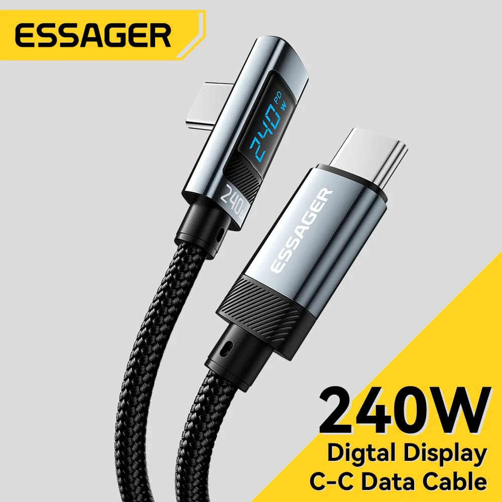 240W кабел USB-C към USB-C с ъгъл 90 градуса