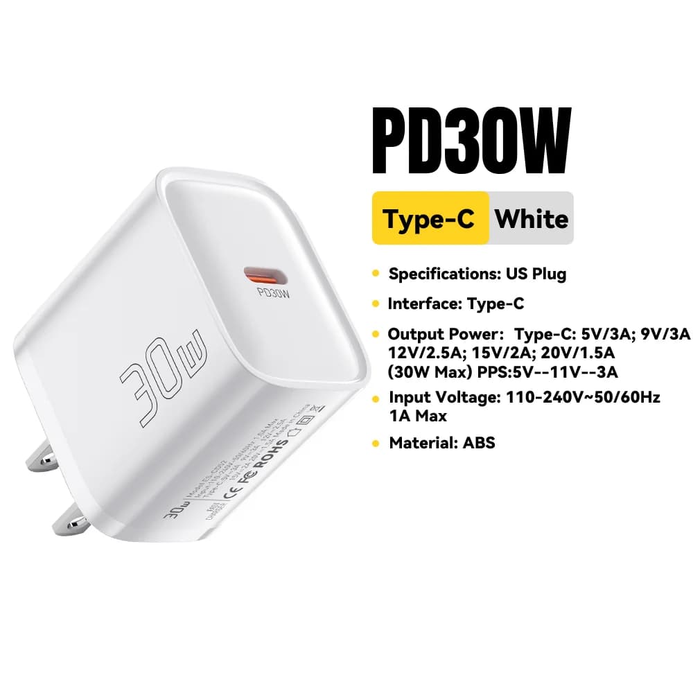 Мини USB-C PD бързо зарядно 30W