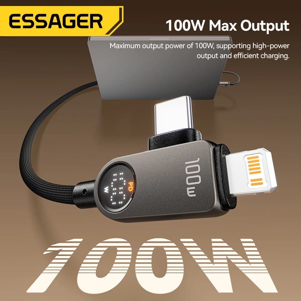 2-в-1 Кабел USB-C към Lightning, 100W PD