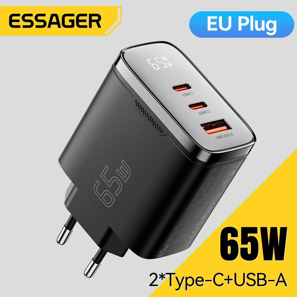 65W GaN USB-C зарядно с цифров дисплей