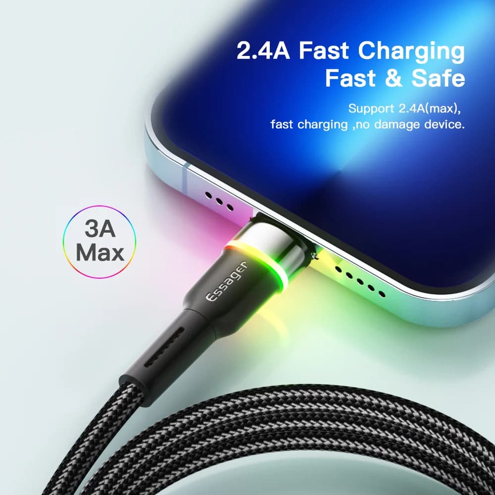 LED USB кабел за бързо зареждане и данни за iPhone