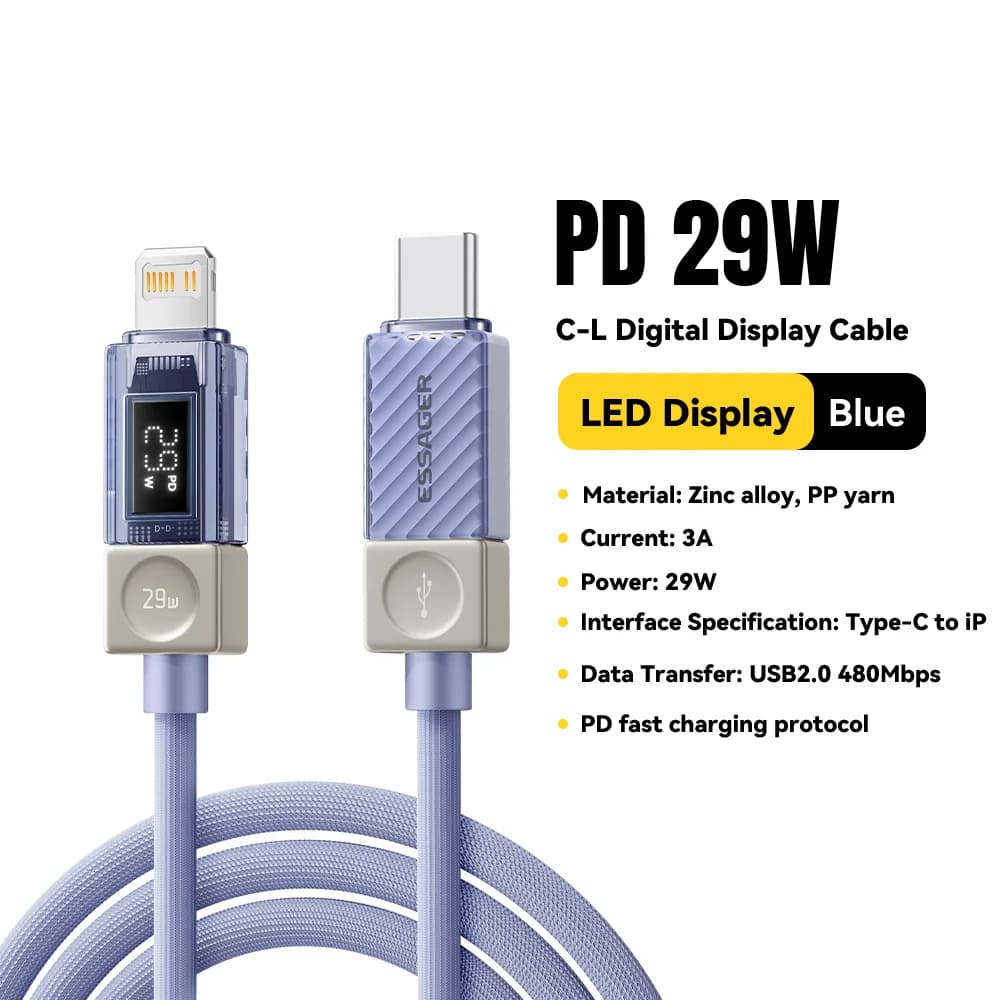 Кабел USB-C към Lightning с цифров дисплей
