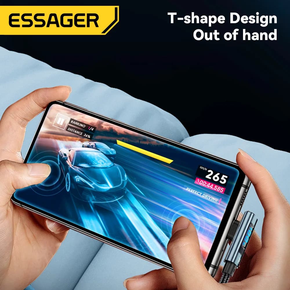 7A 100W ъглов USB-C кабел с цифров дисплей
