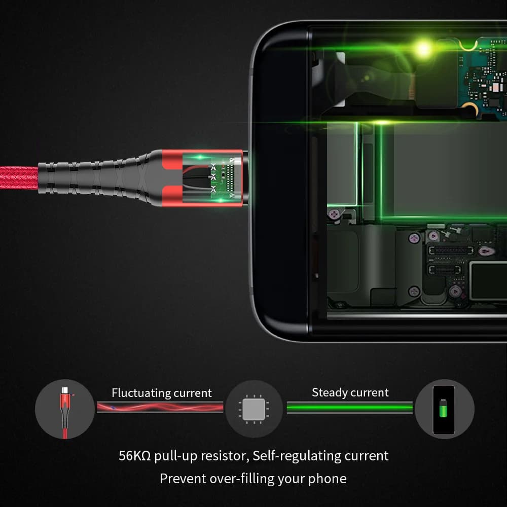 LED Micro USB кабел за бързо зареждане, 2M/3M