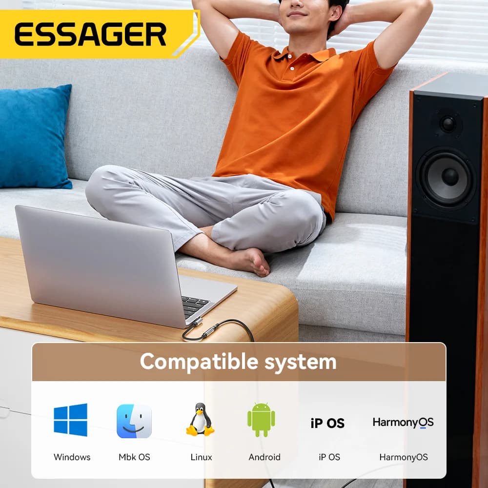 L-образен адаптер USB-C към аудио жак 3.5mm