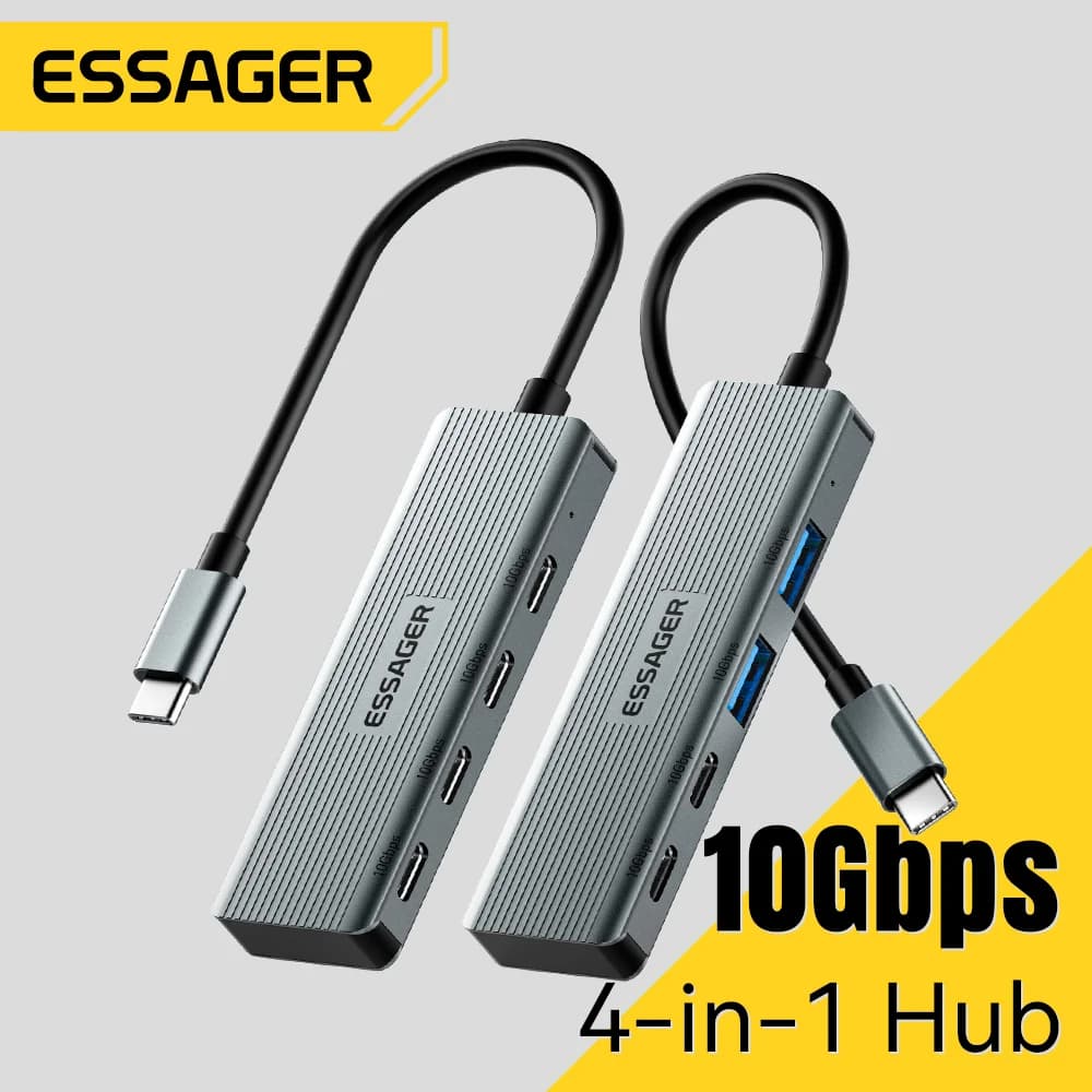 4-в-1 USB-C към USB 3.2 хъб адаптер