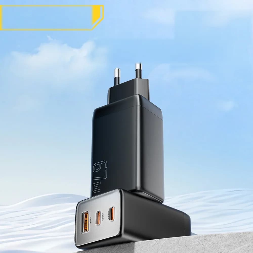 GaN USB-C бърз зарядно устройство 67W с QC и PD