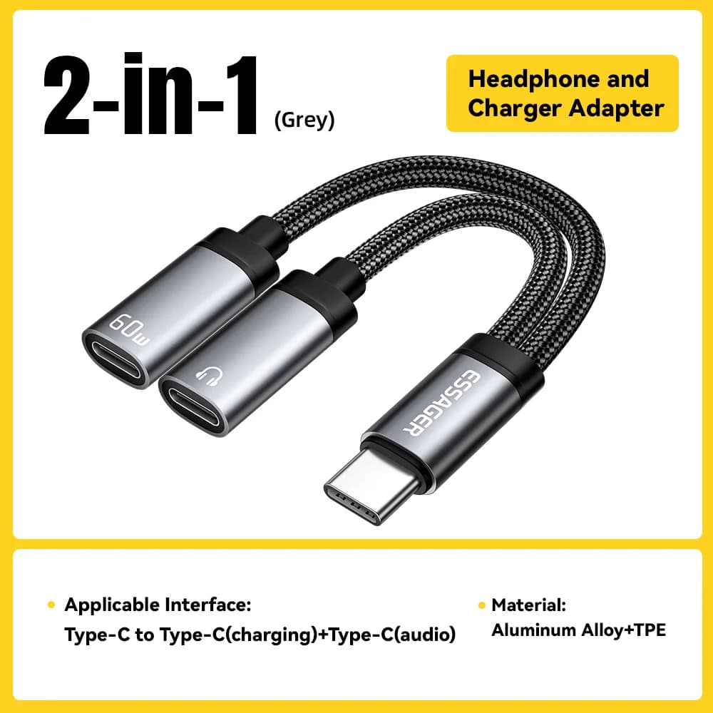 Адаптер USB-C към 3.5mm AUX и зареждане