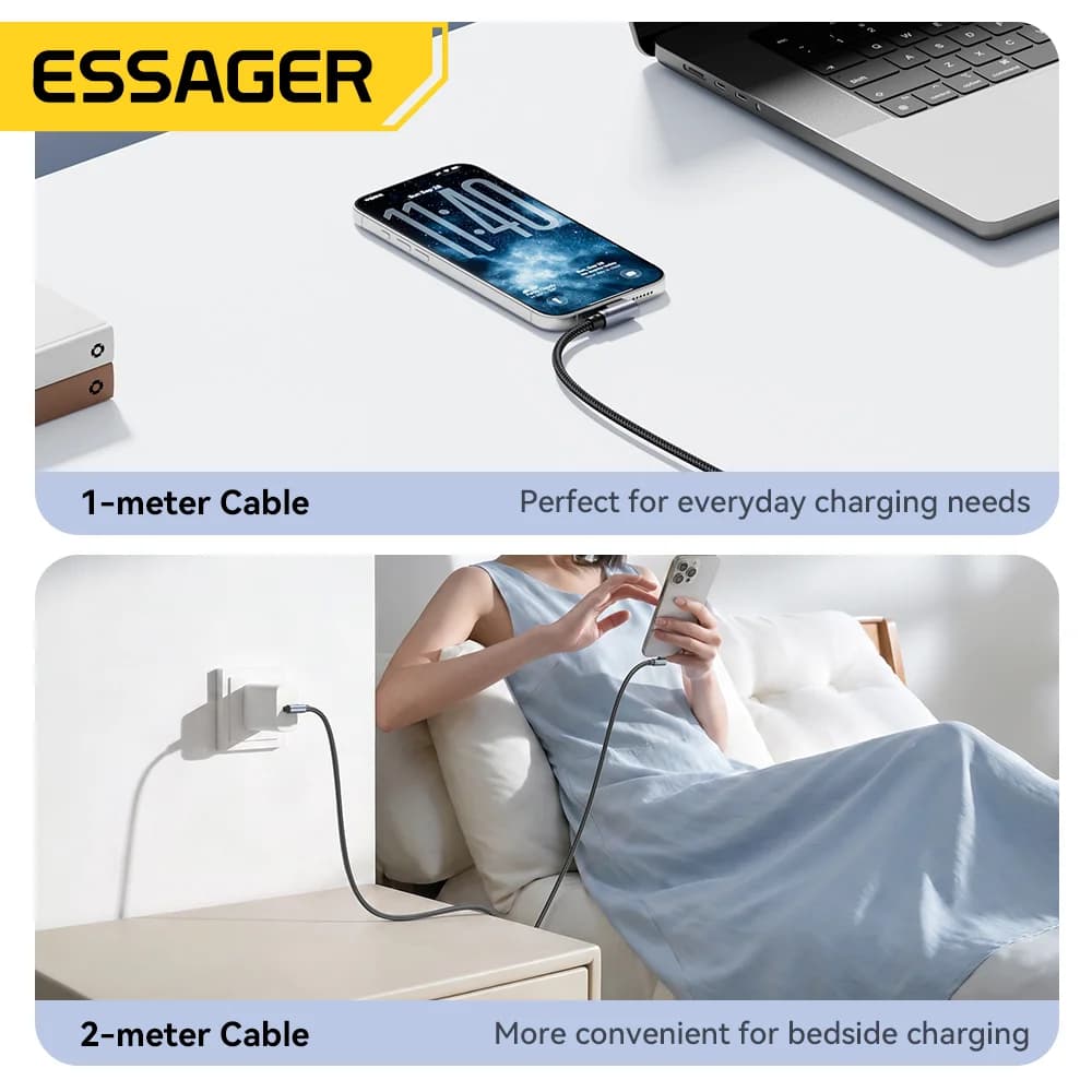Ъглов USB-C към USB-C кабел за бързо зареждане 100W