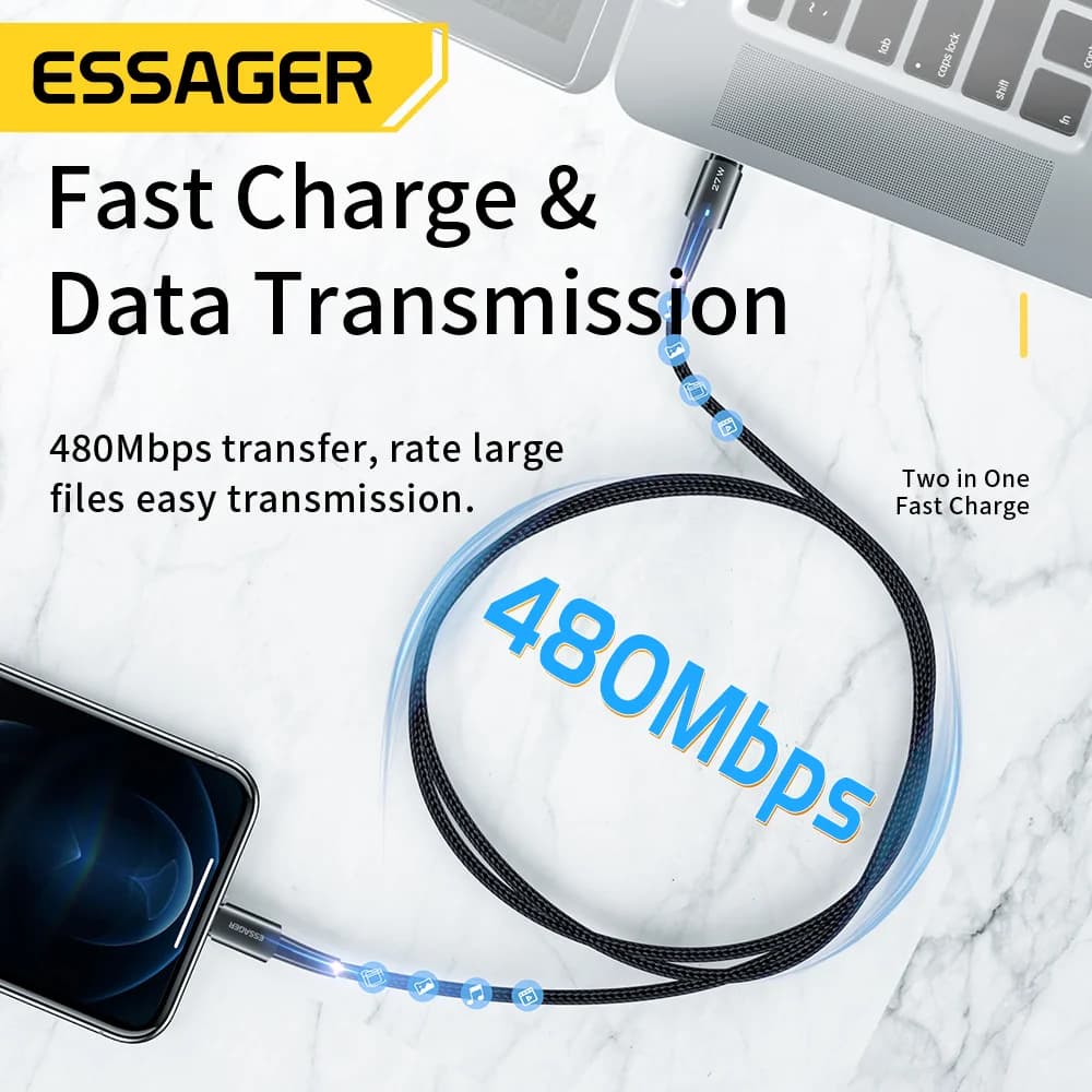 Кабел за бързо зареждане USB-C към Lightning 27W