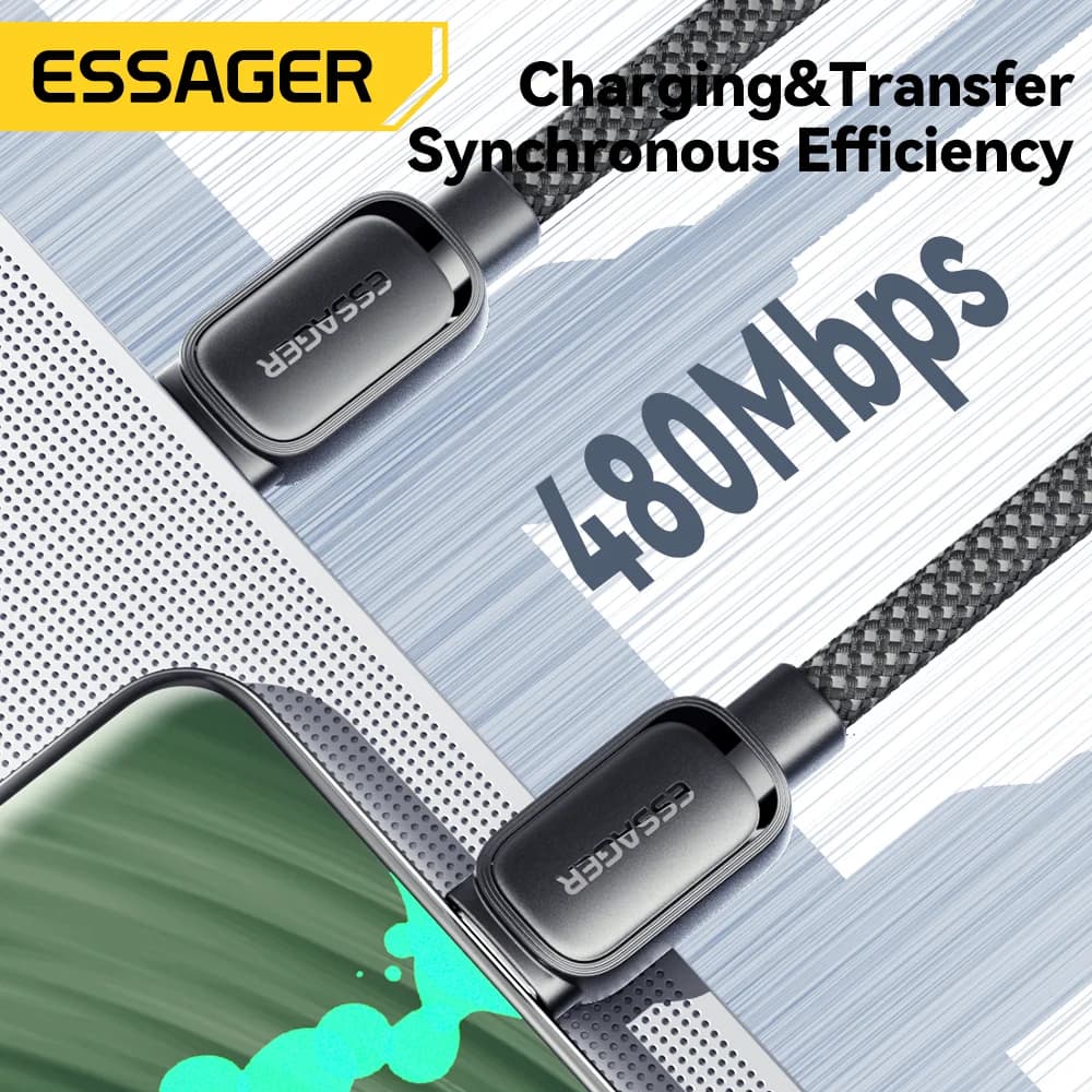 Магнитен кабел USB-C към USB-C с втягащо устройство, 100W
