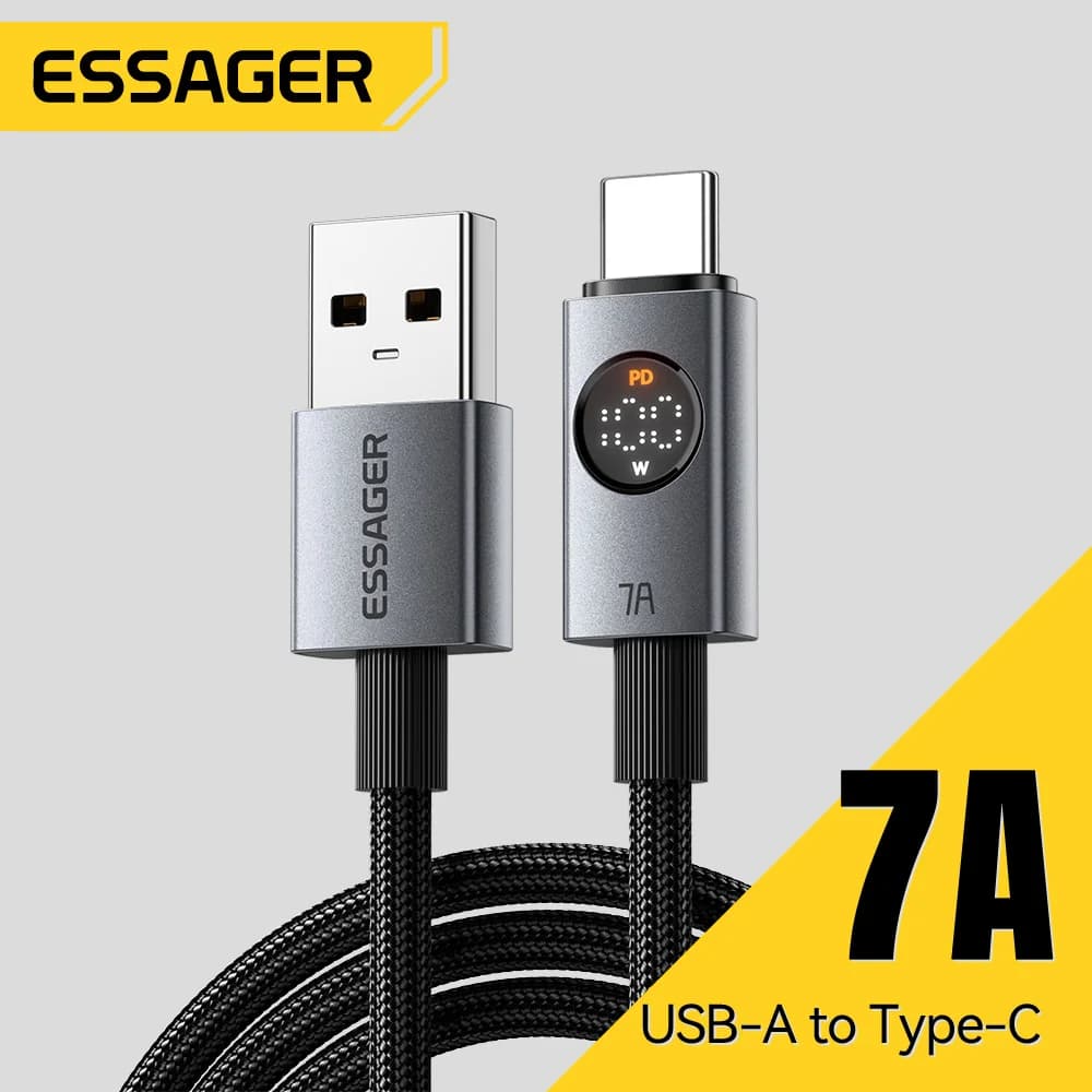 Кабел USB-C 7A 100W с цифров дисплей