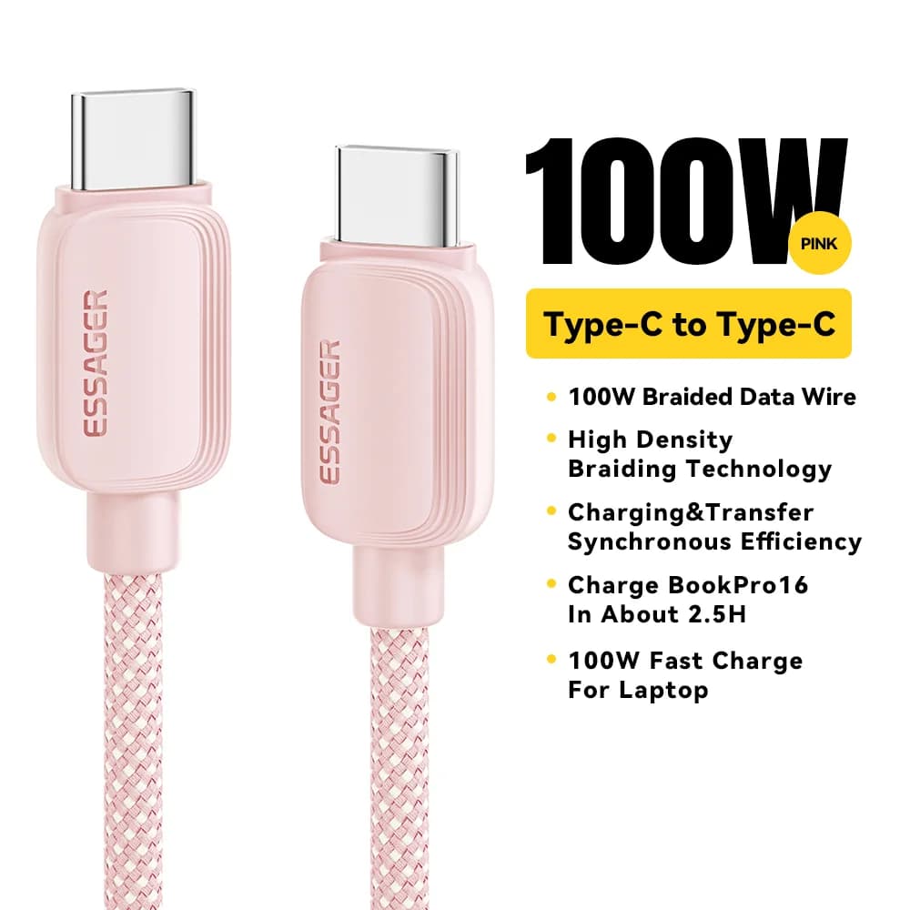 USB-C към USB-C кабел 100W, PD бързо зареждане 5A