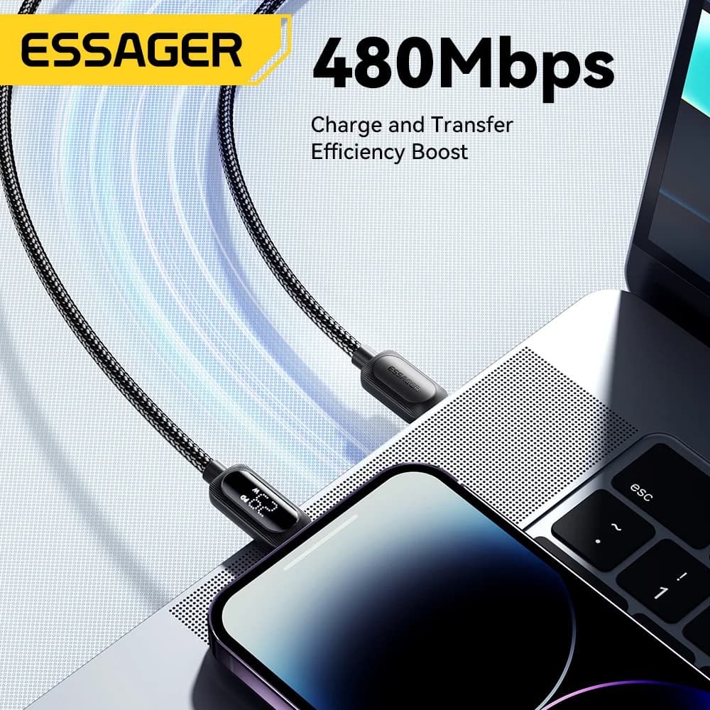 Кабел USB-C към Lightning 29W с цифров дисплей