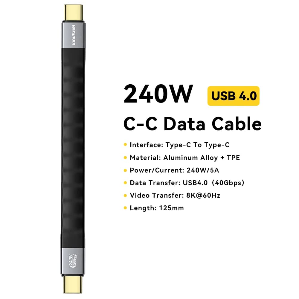 USB 4.0 Type-C кабел с пренос на данни 40Gbps и видео 8K