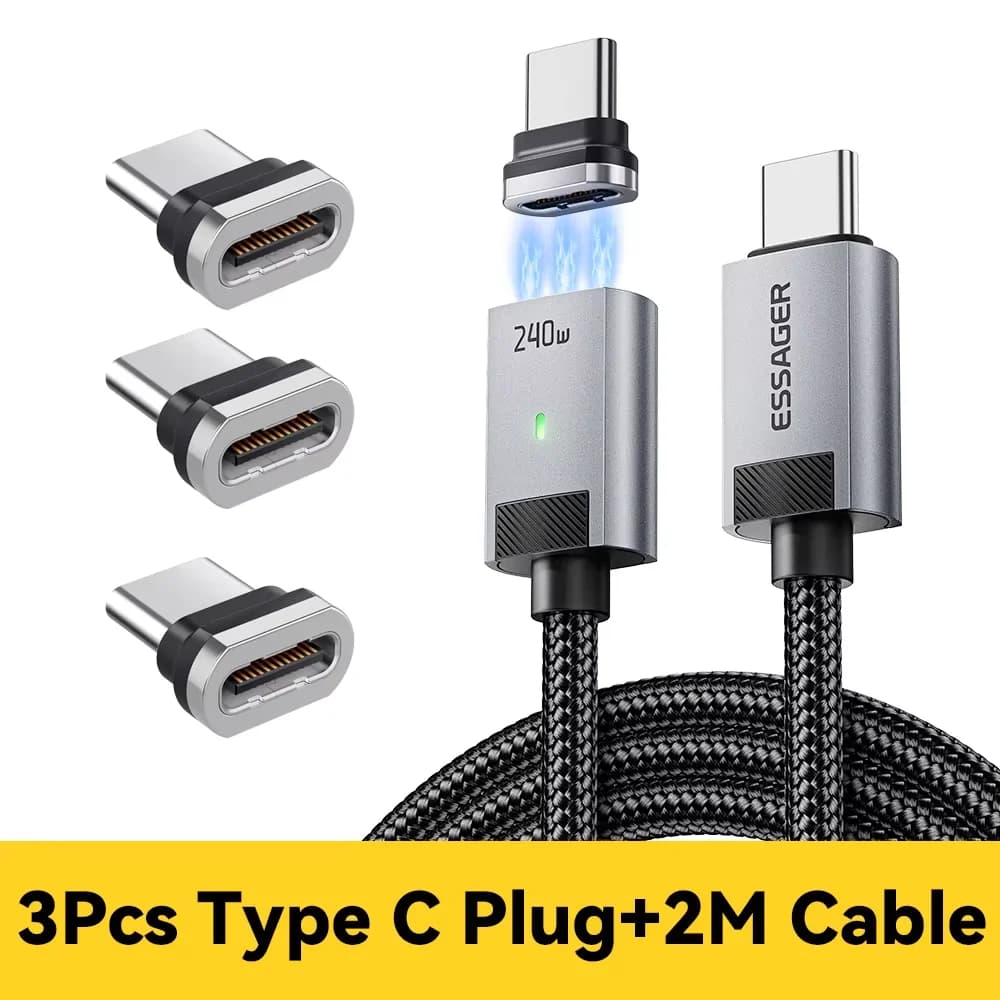 Магнитен кабел за зареждане 240W USB-C към USB-C
