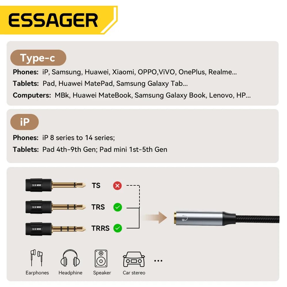 L-образен адаптер USB-C към аудио жак 3.5mm
