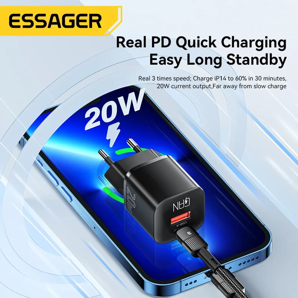 Бързо зарядно устройство GaN USB-C PD 20W