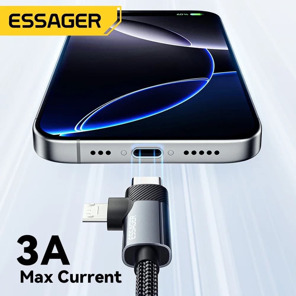 2-в-1 65W PD кабел за бързо зареждане Type-C/USB-A към Micro