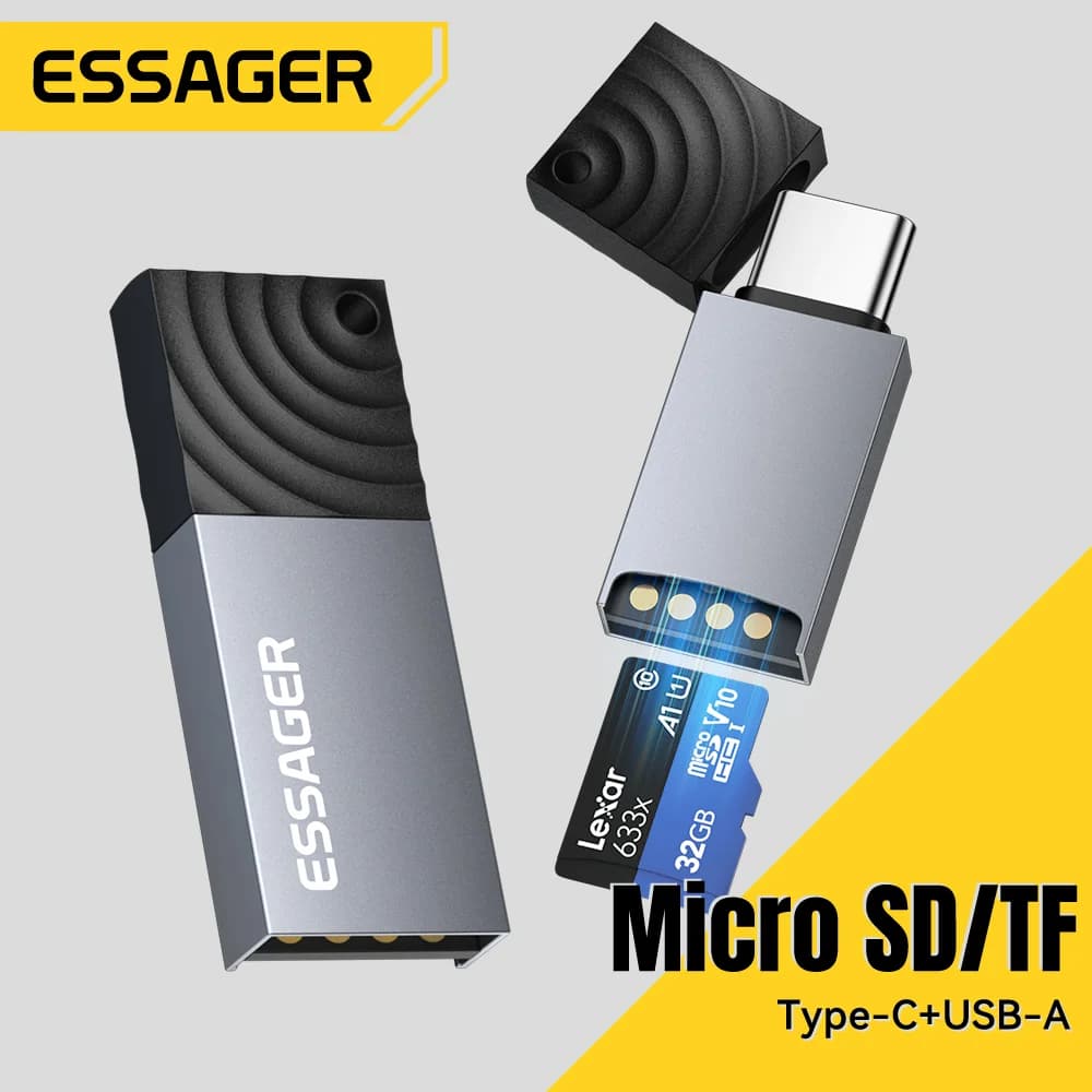 Четец на карти 2-в-1, USB-C и USB 2.0