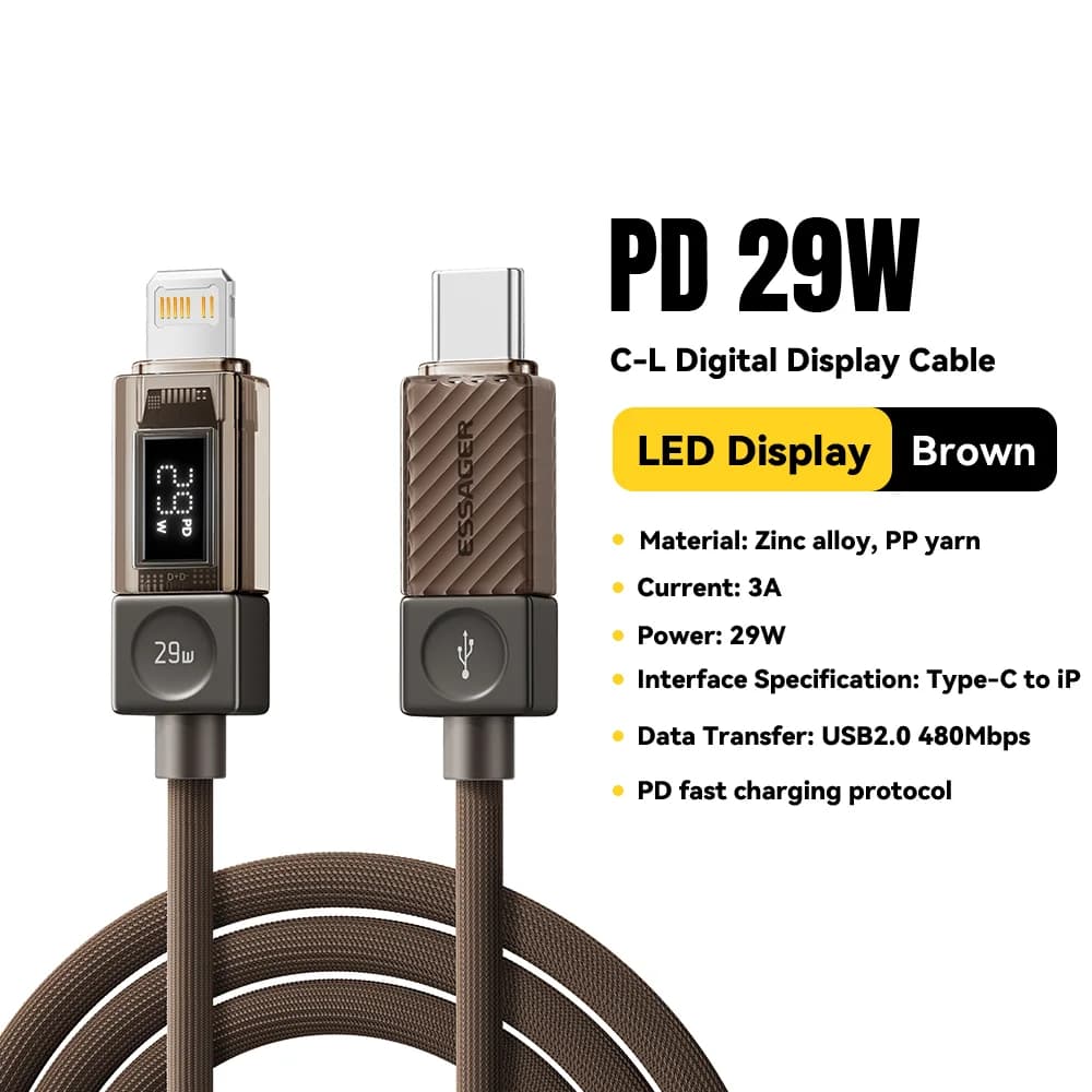 Кабел USB-C към Lightning с цифров дисплей