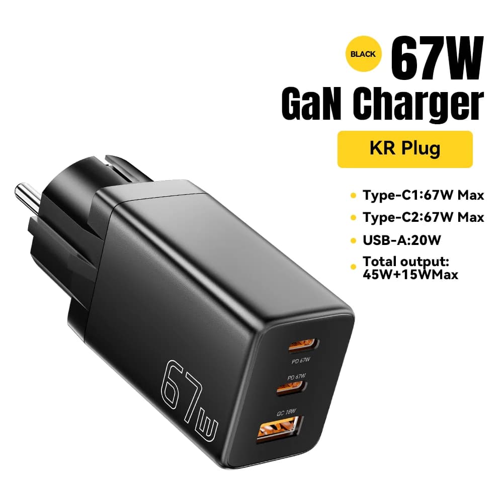 Бърз заряден GaN USB Type-C 67W с поддръжка на PPS